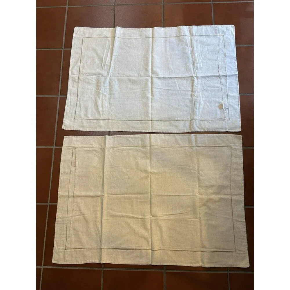 2 Chambers Williams Sonoma Pillow Shams Standard Cotton Linen Tan Gray Floral
